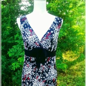 Floral Print Figure Flattering Midi Dress L